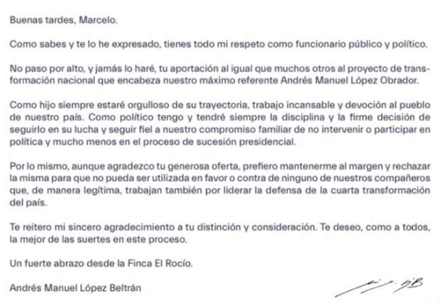 El mensaje  de Andrés Manuel López Beltrán