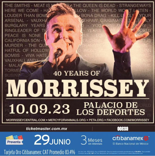 Anuncio oficial de la visita de Morrissey a México