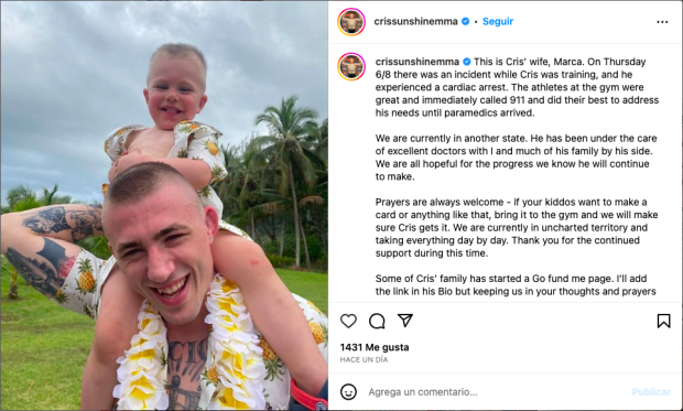 Marca, la esposa de Cris Lencioni, tomó la cuenta de Instagram de su pareja y reveló el hecho