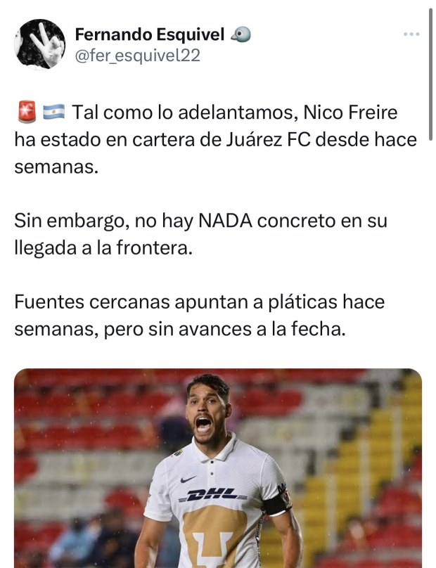 Nico Freire podría cambiar su destino en la Liga MX