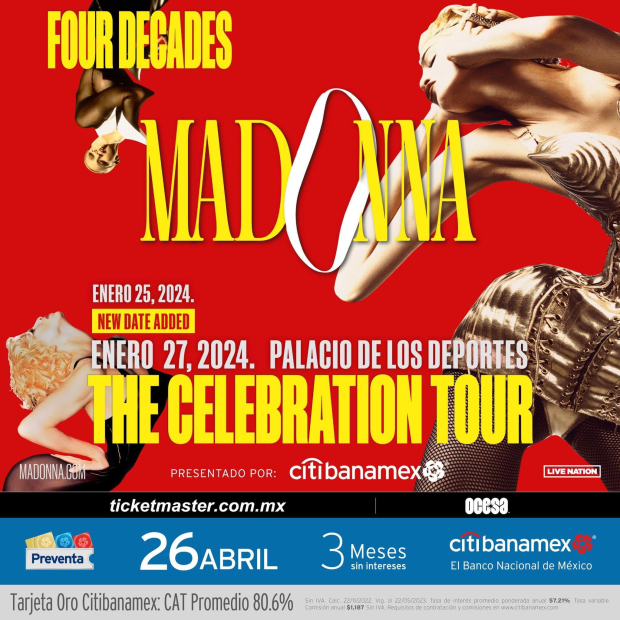 El anuncio de los conciertos de Madonna en México.