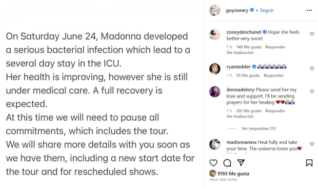 Mensaje del manager de Madonna