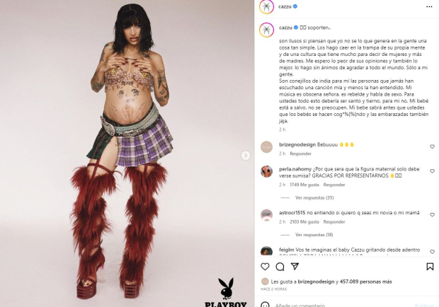 Cazzu responde a críticas por aparecer en portada de Playboy embarazada