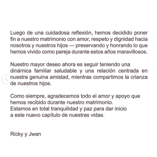 Comunicado de Ricky Martin