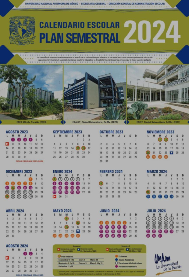 Calendario escolar plan semestral m
