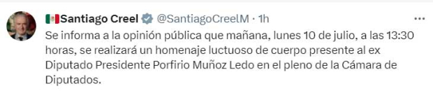 El mensaje de Santiago Creel en redes sociales