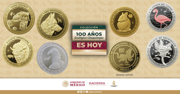 Monedas conmemorativas por los 100 años del Bosque de Chapultepec.