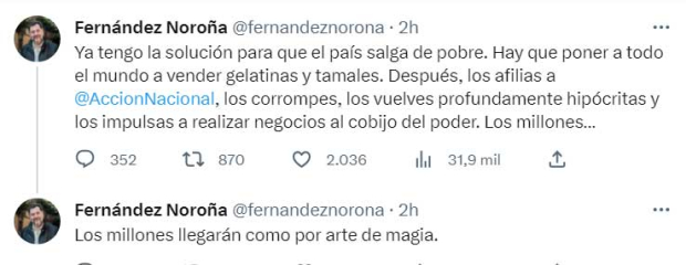 El mensaje de Gerardo Fernández Noroña en Twitter