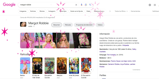 Efecto de Margot Robbie en Google