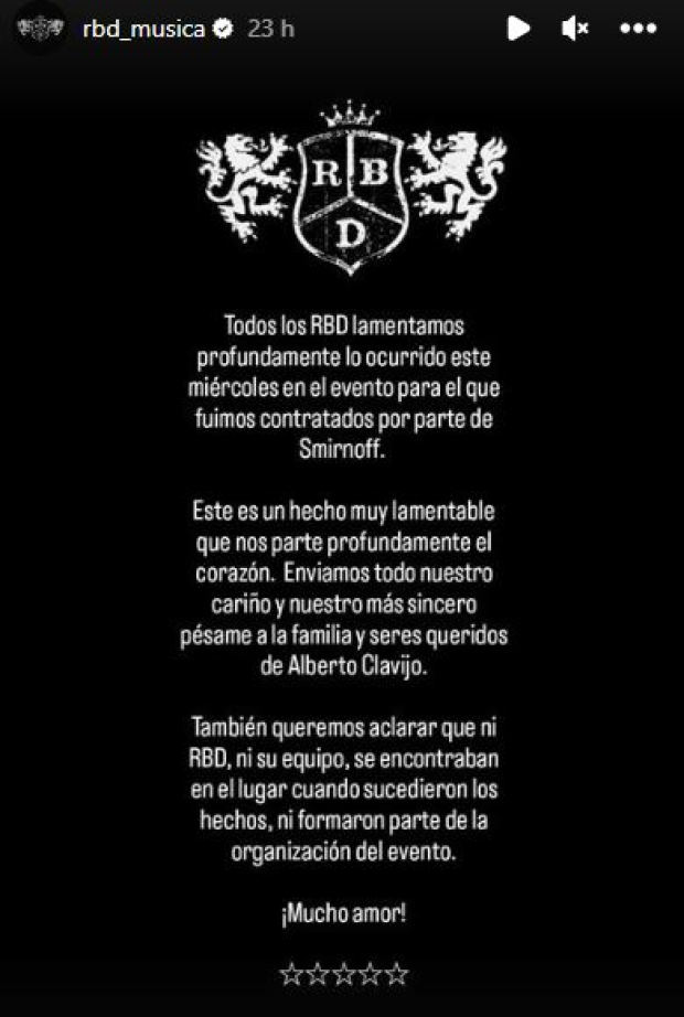 El comunicado de RBD