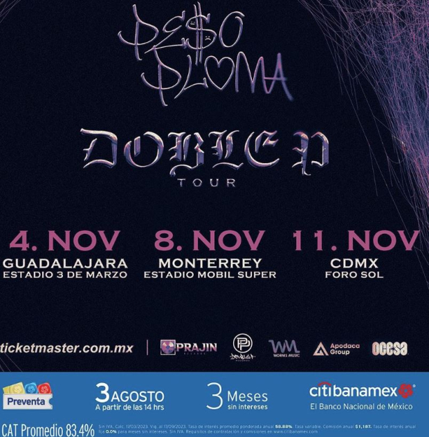 Peso Pluma anuncia conciertos en CDMX, Guadalajara y Monterrey