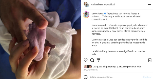 Ya nació el hijo de Carlos Rivera y Cynthia Rodríguez