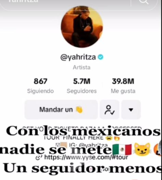 Yahritza Martínez perdió 300 mil seguidores por polémica sobre lo que dijo de México
