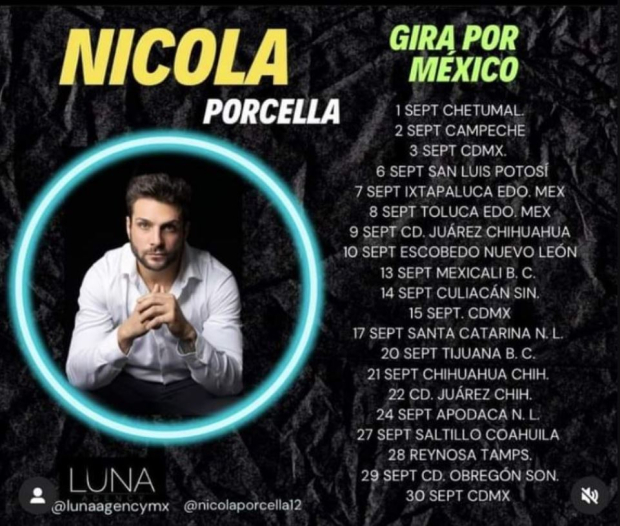 Fechas de la gira de Nicola Porcella por México tras salir de La casa de los famosos