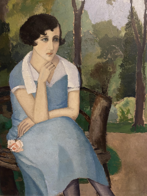 Detalle de Retrato (1926), de Carolina Treviño. Óleo sobre tela.