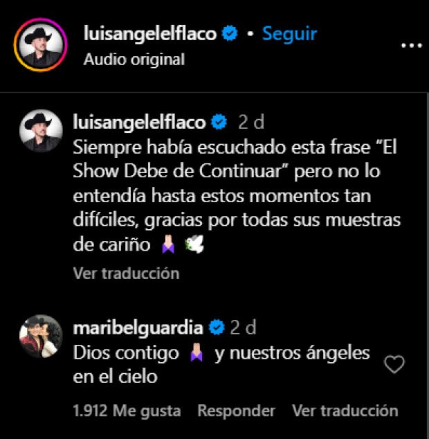 Maribel Guardia escribe conmovedor mensaje a Luis Ángel "El Flaco".