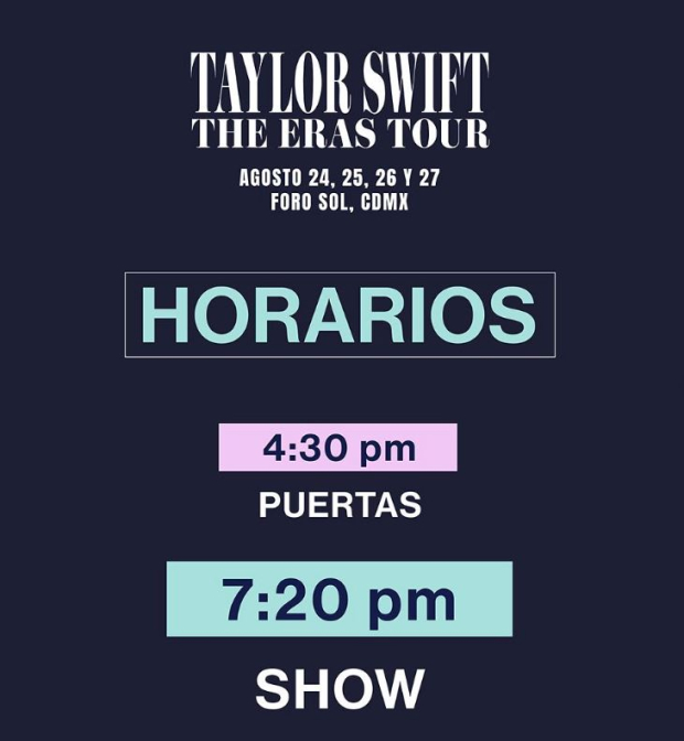 Horario en el que empiezan los conciertos de Taylor Swift en México