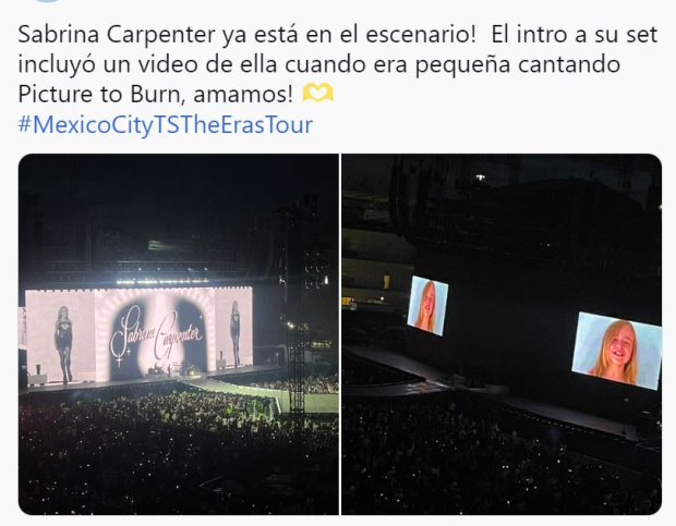 Sabrina Carpenter inició su presentación con un video en el que canta Picture to burn