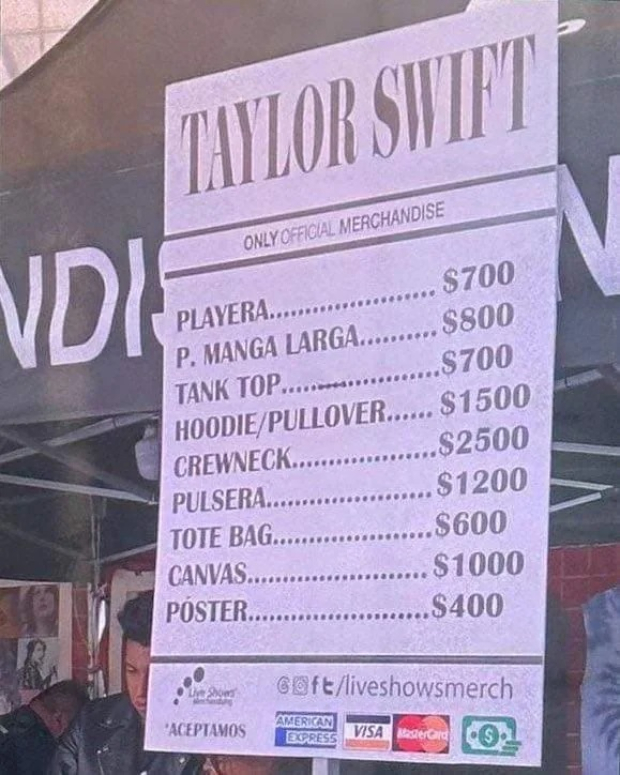 Atención, swifties! Estos son los precios de la mercancía oficial del  concierto de Taylor Swift