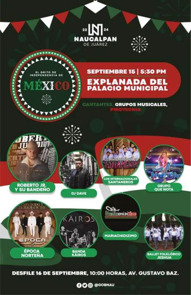 Artistas que celebrarán el 15 de septiembre en Naucalpan