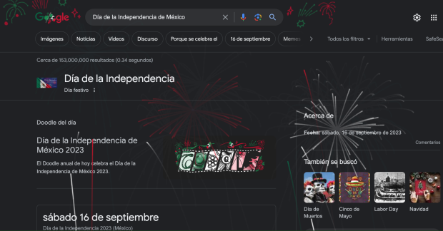 El doodle de Google está dedicado a la Independencia de México.