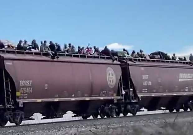 Migrantes viaja sobre tren carguero en Chihuahua