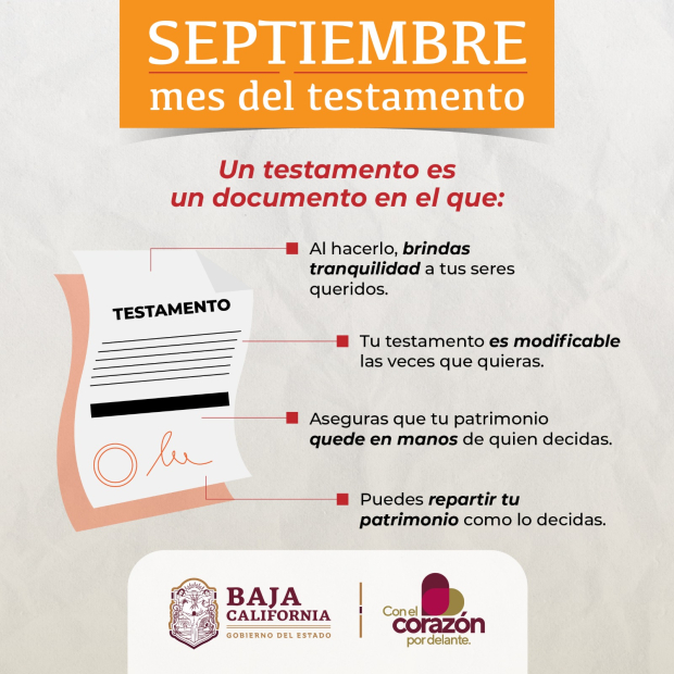 Arranca campaña "Septiembre, mes del testamento" en Baja California.