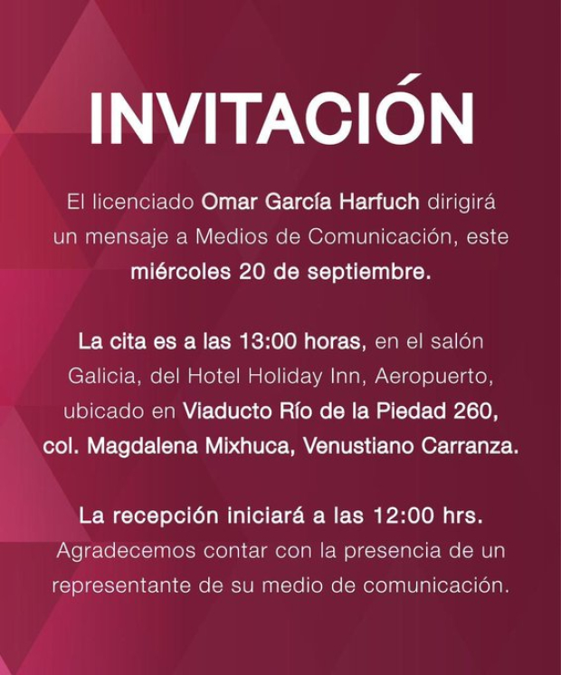 El exsecretario de Seguridad Ciudadana de la CDMX, Omar García Harfuch, hará un anuncio este miércoles