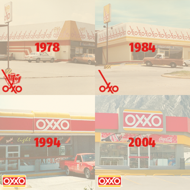 Logos de Oxxo con el paso de los años.