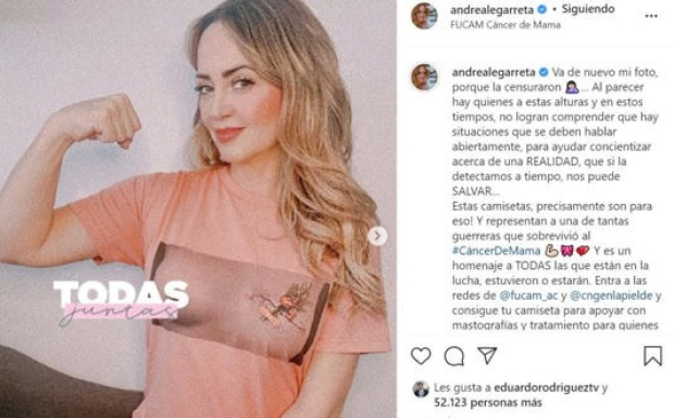 Andrea Legarreta y la foto que le censuró Instagram
