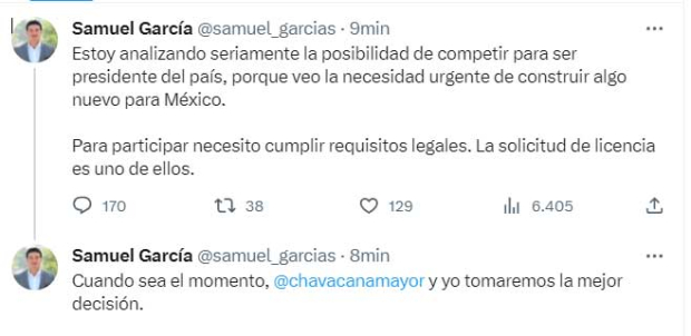El mensaje del gobernador, Samuel García, en redes sociales