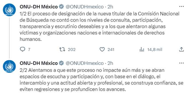 El mensaje en redes de ONU-DH México