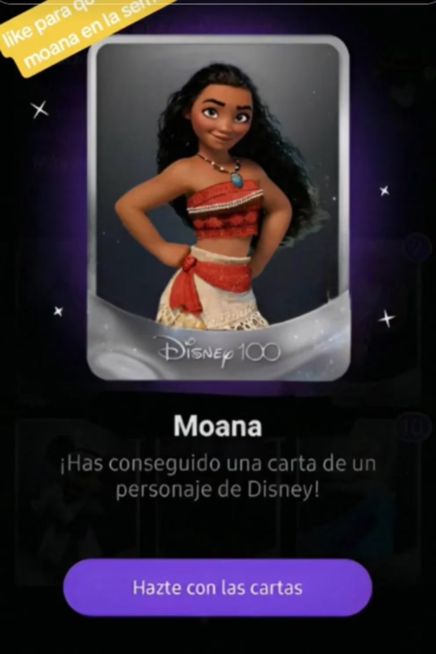 Carta de Moana en el juego Cartas Disney 100 en TikTok