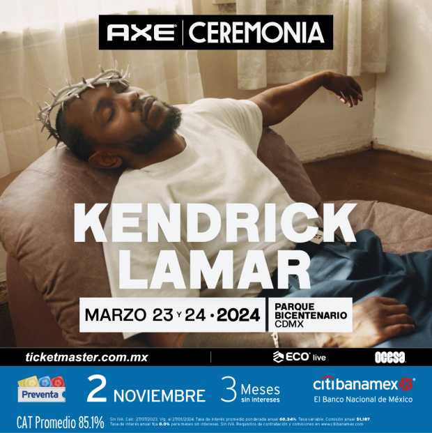 Anuncian venta de boletos para Kendrick Lamar en el Axe Ceremonia 2024