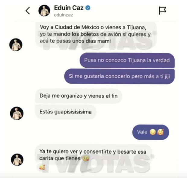 Conversación de Eduin Caz con Daniela Casas.
