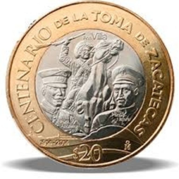 Moneda conmemorativa de 20 pesos.