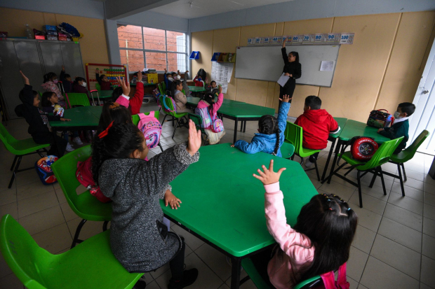 Un aspecto de un salón de clases en el Estado de México