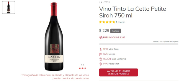 L. A. Cetto Petite Sirah 2013 es un vino tinto mexicano que Profeco recomienda por ser de los mejores; además que es un de los más baratos.