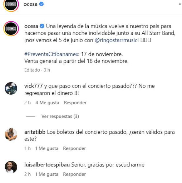 Fans piden claridad sobre el concierto cancelado de Ringo Starr en 2022