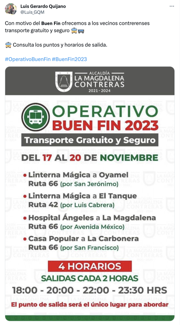 Operativo Buen Fin 2023 en Magdalena Contreras