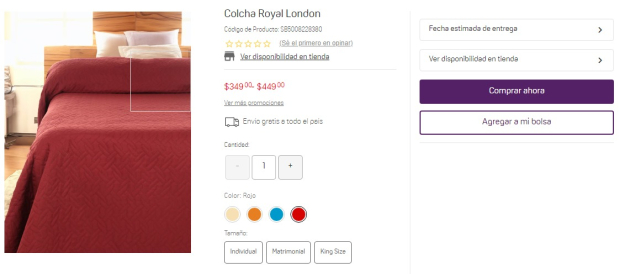 La Colcha Royal London de Suburbia cuesta de 349 a 449 pesos.
