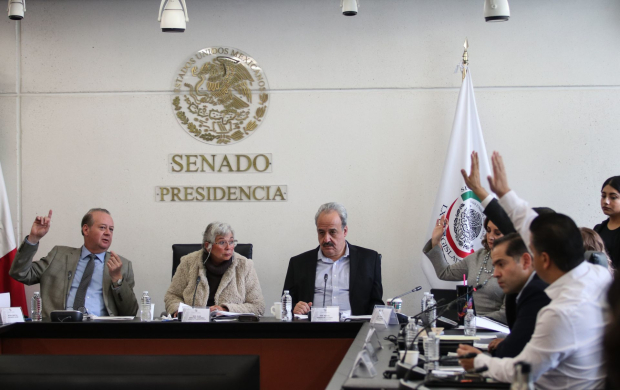 La Comisión de Justicia de la Cámara de senadores encabezada por Olga Sánchez Cordero recibe a Bertha María Alcalde Luján en comparecencia para cubrir la vacante que deja el ministro Arturo Zaldívar lelo de Larrea.