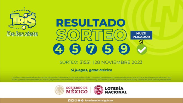 Resultado del Tris De las Siete de hoy 28 de noviembre del 2023.