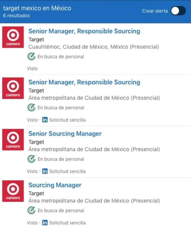 Estas son las vacantes laborals que ofrece Target en México.