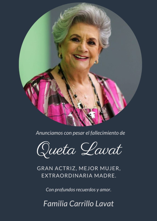 Anuncian muerte de la actriz Queta Lavat