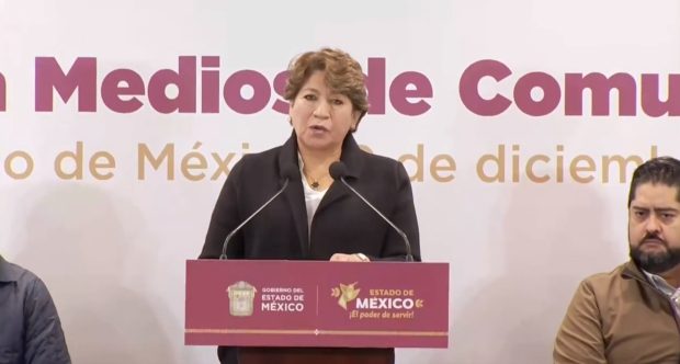 Delfina Gómez, gobernadora del Estado de México, en el mensaje a medios.