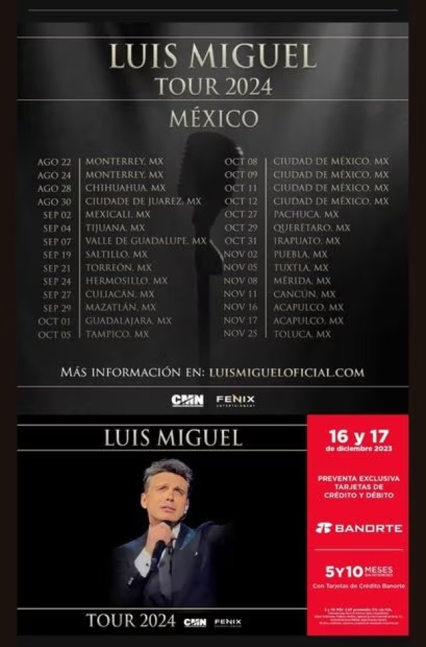 Luis Miguel preventa para su gira 2024 en México