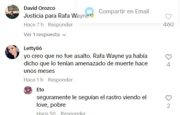 Usuarios creen que Rafa Wayne murió asesinado apropósito y por asalto
