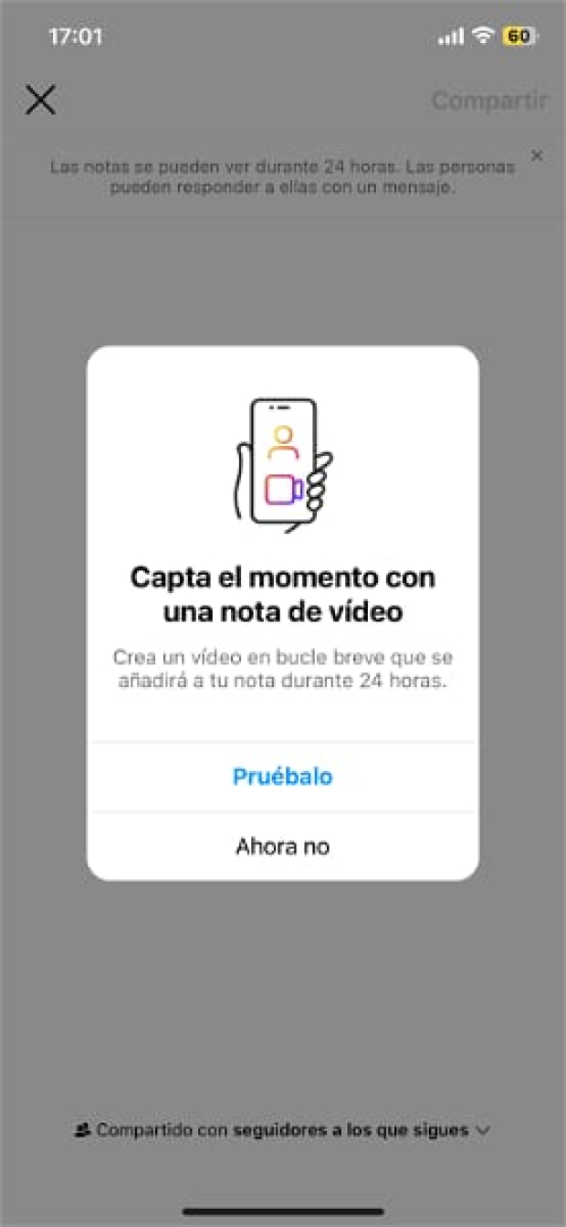 "Capta el momento con una nota del video" describe Instagram a los usuarios de la nueva función.