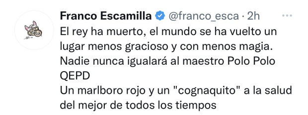 Reacción de Franco Escamilla a la muerte de Polo Polo.
